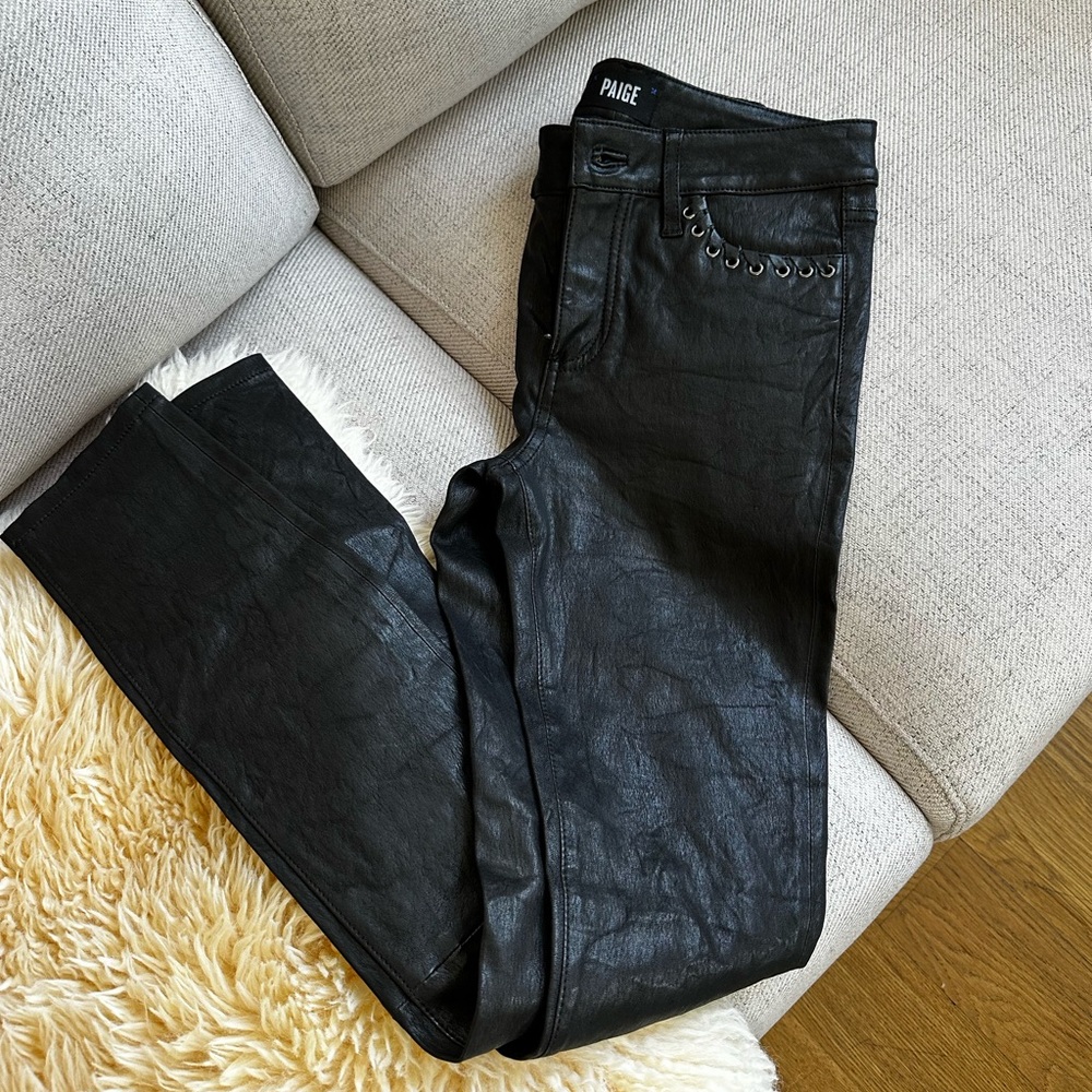PAIGE Black Crinkle Leather Pants, NWOT! Size 27